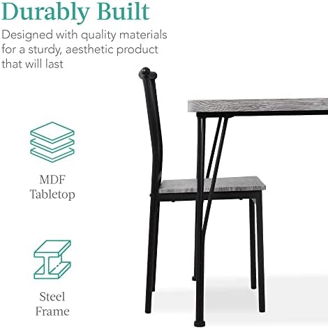 Best Choice Products 5-Piece Metal and Wood Indoor Modern Rectangular Dining ...