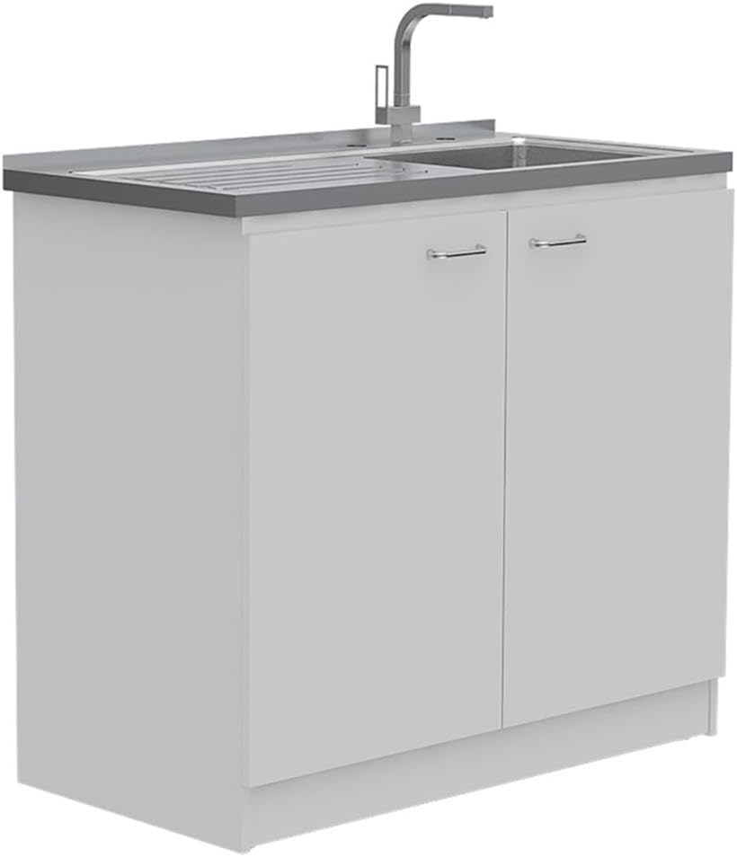 Pemberly Row 2 Piece Kitchen Set, Sink Cabinet and Pantry, White Manufactured...