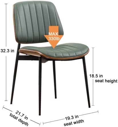 LUNLING Dining Chairs Set of 2 Mid Century Modern Retro Faux Leather Chair wi...