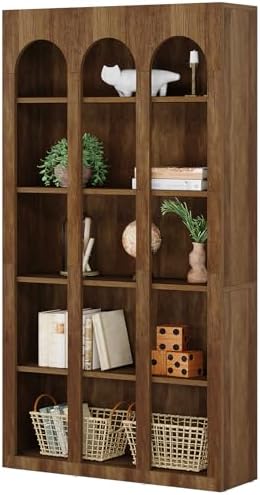 Tribesigns 5-Tier Arched Bookshelf, 70.87-Inch Mid Century Modern Bookcase