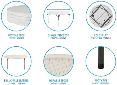 Lifetime 60" Round Commercial Grade Nesting Folding Table, Perfect for A...