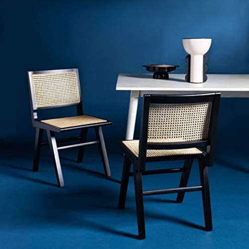 Safavieh Couture Hattie 19-inch Black and Natural Rattan Dining Chair (Set of 2)