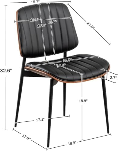 LUNLING Dining Chairs Set of 4 Mid Century Modern Retro Faux Leather Chair wi...