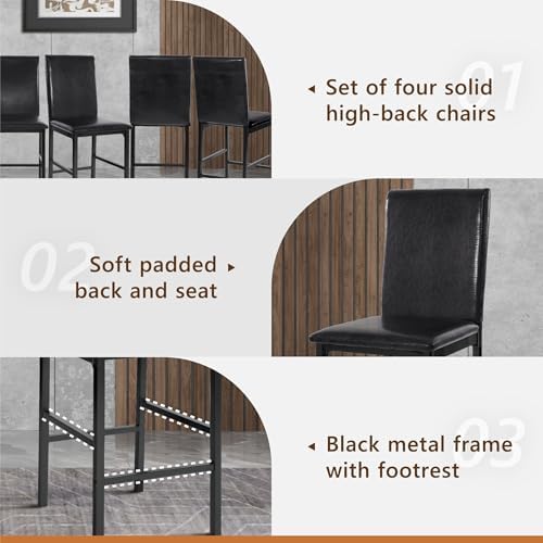 Homelegance Tempe Dining Counter Height Chair (Set of 4), Faux Leather, Dark ...