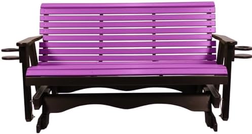 5 FT Purple Amish-Made Porch Glider – 1000 lb Heavy-Duty Poly Lumber wood Rol...