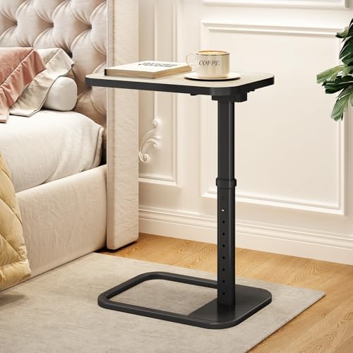 Driftwood Grey TV Tray Table, Adjustable Height & Rounded Metal Corners, ...