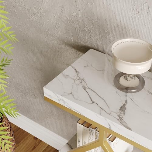 3-Tier Industrial Entryway Table with Diamond-Shaped Metal Frame, Open Shelf ...