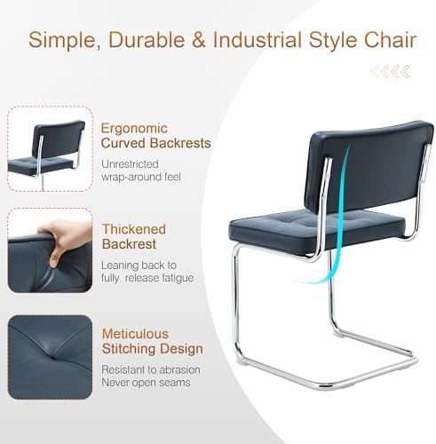 Zesthouse Faux Leather Dining Chairs Set of 6, Industrial Metal Chairs with S...