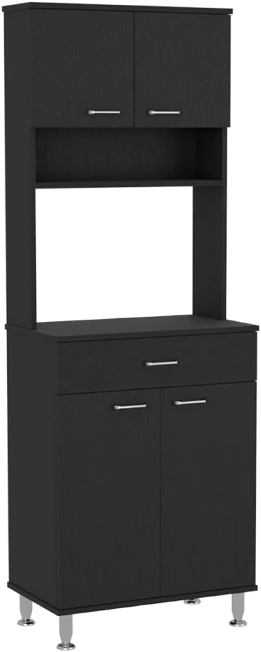 Pantry Piacenza Two-Door Cabinet for Kitchen Storage - Black Wengue Finish