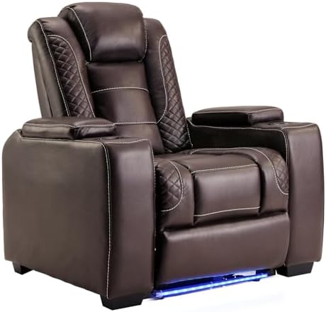 ANJ Power Home Theater Seating, PU Leather Electric Recliner Chair with Adjus...