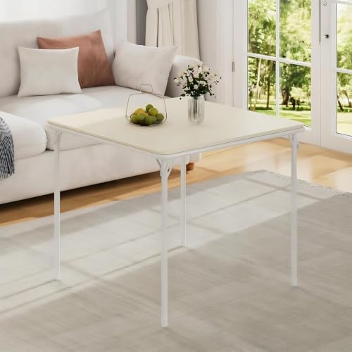 VECELO Card Table and Chair Set 3 Piece, Curved Back, White