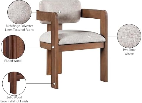 Meridian Furniture Sacha Linen Blend Dining Chair, Beige, Set of 2 | Dining C...