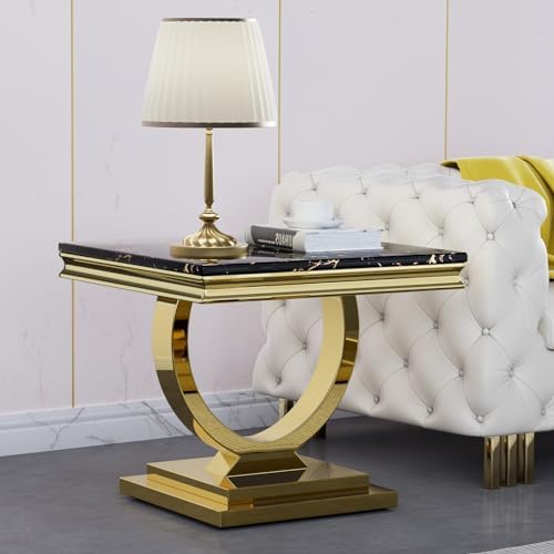 3 Piece Marble Living Room Table Set Modern Black Faux Marble Coffee Table an...