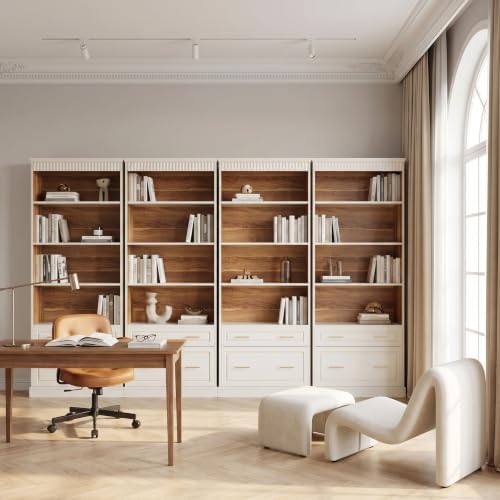 LITTLE TREE 72.8-Inch Tall 4-Shelf Bookcase with 2 Drawers