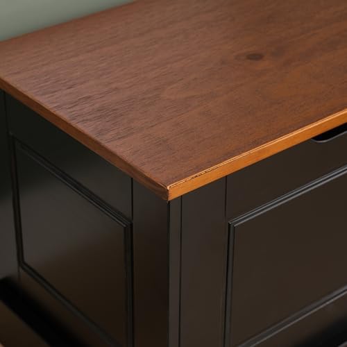 Linon Harris Black and Walnut Backless Kitchen Dining Nook with Hidden Storag...