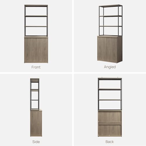 SICOTAS Book Shelf Fluted Bookshelf Cabinet 75" Tall Bookcase