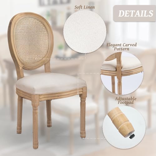 French Country Dining Chairs Set of 4,Farmhouse Upholstered Dining Room Chair...