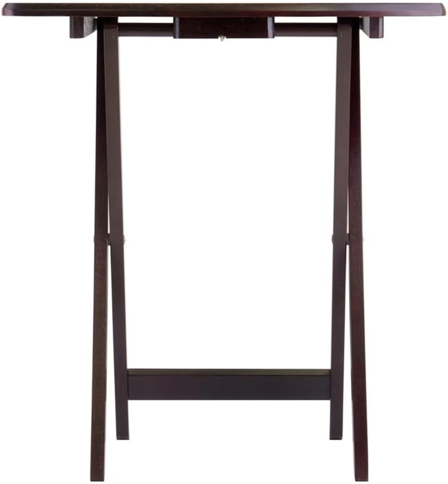 MAKLAINE 5-Piece Oversized Solid Wood Snack Table Set, Espresso Finish, Folda...