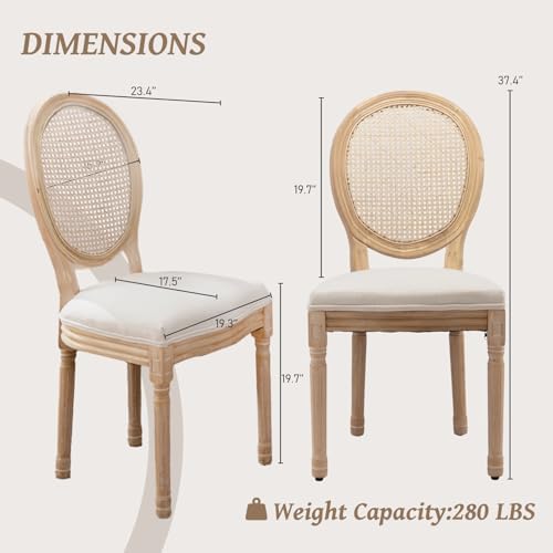 French Country Dining Chairs Set of 4,Farmhouse Upholstered Dining Room Chair...