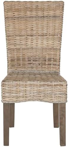 SAFAVIEH Ozias Wood Dining Chair Set of 2, 18.8" Seat Coastal Grey SEA8014A