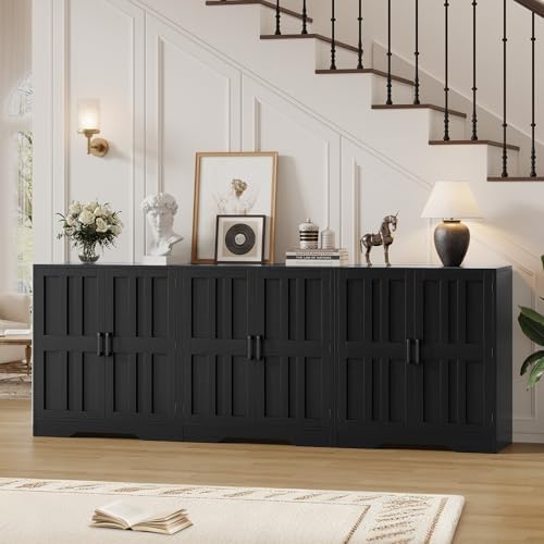Sideboard Buffet Cabinet, Modern Farmhouse Kitchen Storage Cabinet, 94.5"...