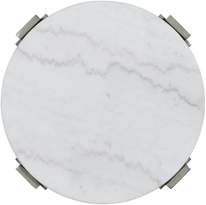 Pemberly Row Contemporary Round End Table, 24 in x 24 in x 24 in, Gray Base w...