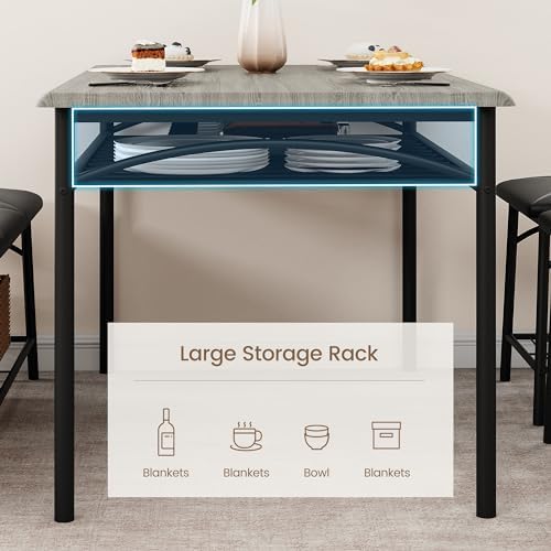 GAOMON Dining Table with Benches, Kitchen Table Set for 4, Dining Room Table ...