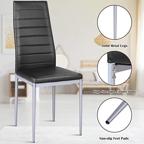 COSTWAY Set of 4 Dining Chairs, Upholstered Armless Chairs with Waterproof PV...