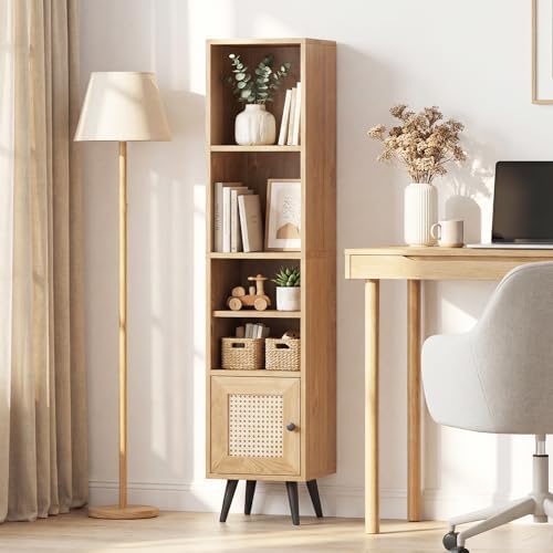GIANTEX 6-Tier Tall Narrow Bookcase, 54 Inches Slim Storage Cabinet with Adju...