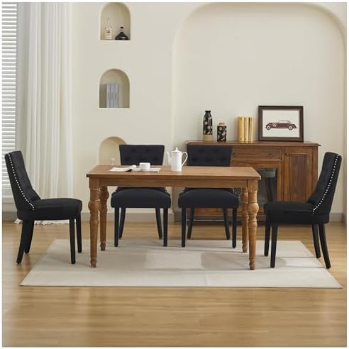 Dining Chairs Set of 4, Modern Kitchen Chairs with Back, Black