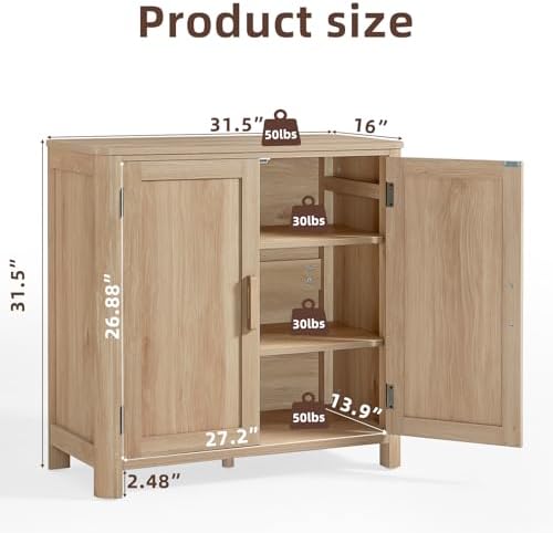 Joaxswe 2 Sideboard Buffet Cabinet with Storage, 31.5" Arc-Shaped Credenza