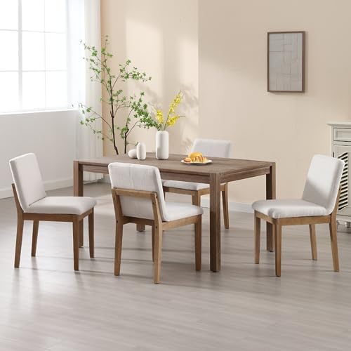 Farmhouse Kitchen Dining Room Chairs Set of 4 with Rectangle Backrest Mid Cen...