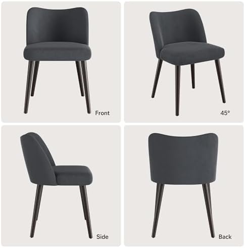 Modern Fabric Upholstered Dining Chairs Mid Century Farmhouse Dinner Chair wi...