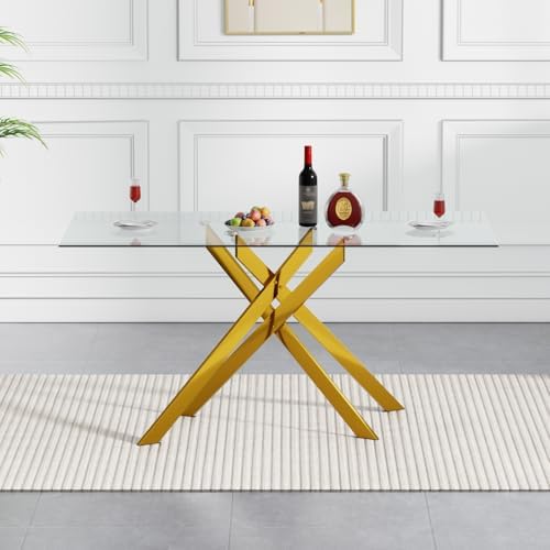 5 Piece Dining Table Set Rectanglar Glass Dining Set for 4 Modern Small Kitch...