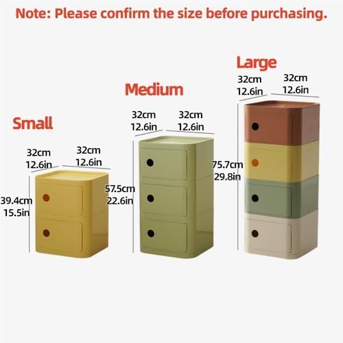 Square ABS Nightstand with Drawers, Modern Style Side Table, Bedside Table wi...