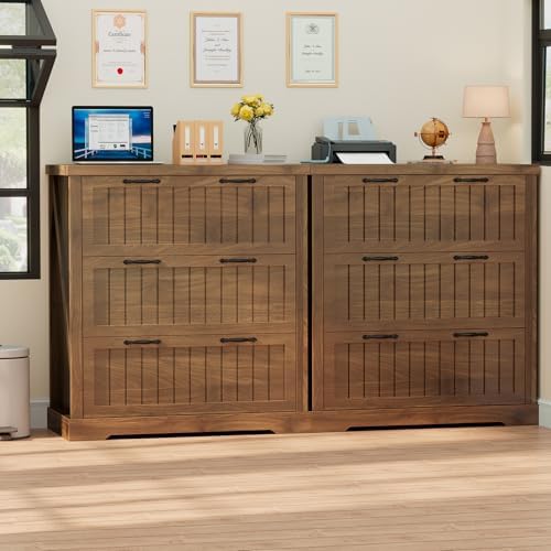 SEDETA Filing Cabinet for Home Office, Farmhouse 3 Drawer File Cabinet, Wood ...
