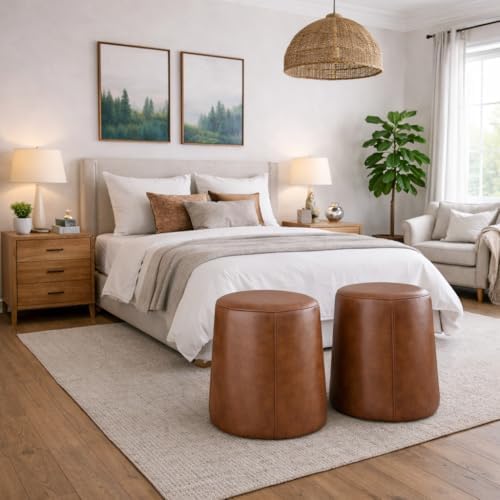 Spatial Order Faux Leather Organic Shape Ottoman (No Lid, Seat Only) | HomePo...