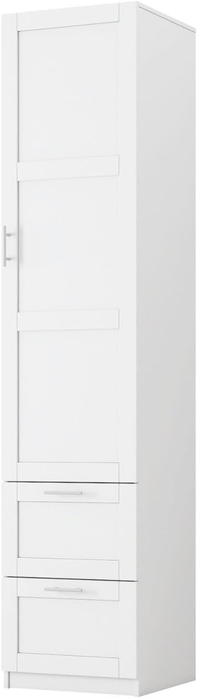 White Pantry Cabinet with Door and 2 Drawers, 70.87" Tall Freestanding K...