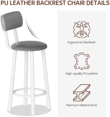 Recaceik Pub Dining Table Set for 2, Table and Bar Stools with 3 Storage Shel...