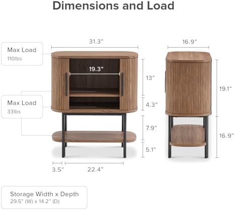 mopio Quin Storage Cabinet, Sideboard, Console Table, Fluted (Walnut)