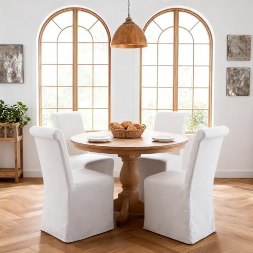 Parsons Dining Chairs Set of 4, Upholstered Slipcovered Dining Room Chairs wi...