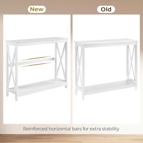Yaheetech Narrow White Entryway Console Table, 2-Tier X-Frame Storage Shelf |...