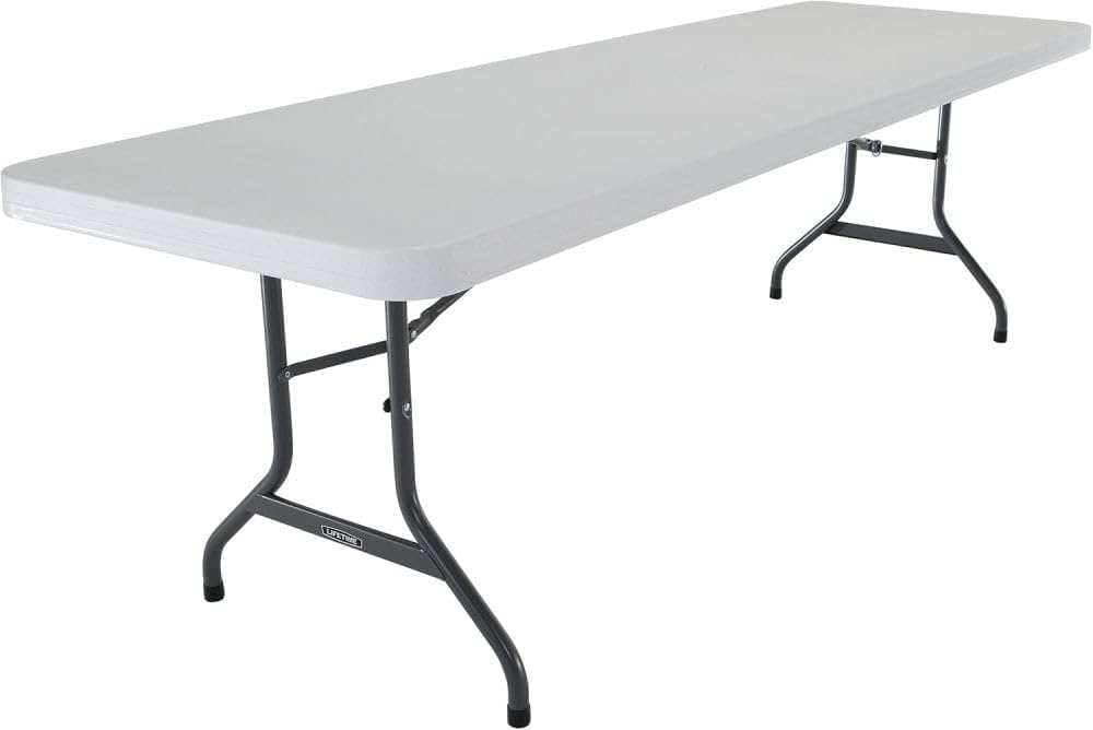 Lifetime 22980 8-Foot Commercial Folding Table, White Granite HDPE Top, Steel...