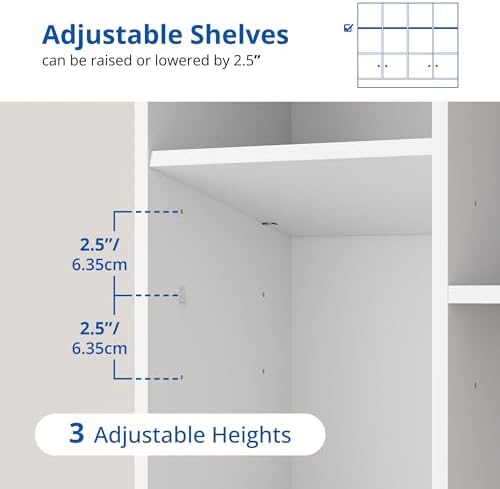 Cozy Castle White Wood Bookcase, 12 Cube Display Shelf with 4 Doors, 3 Tier O...
