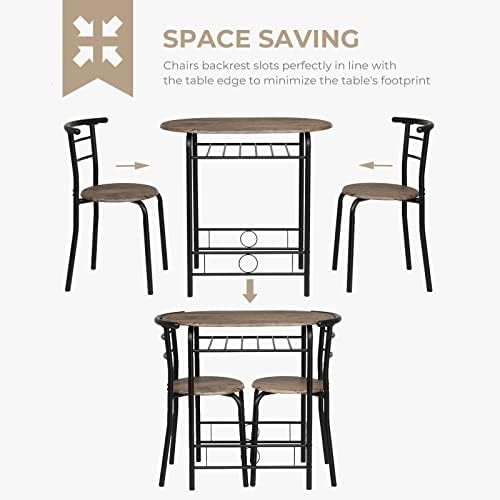 VINGLI 3 Piece Dining Set,Small Kitchen Table Set for 2,Breakfast Table Set f...