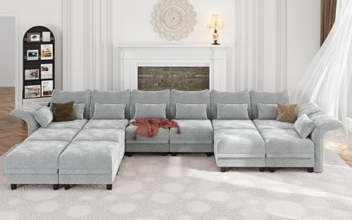 LLappuil 179" Oversized Modular Sectional Sofa with Storage Seat 12 Piec...