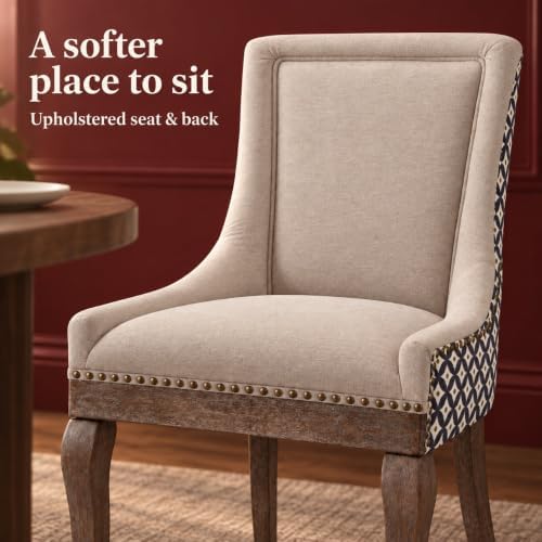 Upholstered Dining Chairs Set of 2, Fabric Kitchen Chair with Nailhead Trim, ...