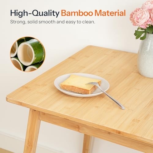 HOOBRO Bamboo Dining Table, Square Dining Table for 2, 27.6" Kitchen Tab...