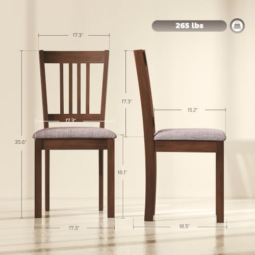 HOMCOM Dining Chairs Set of 2 Upholstered Kitchen Chairs Slat Back Walnut