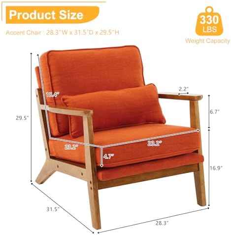Karl home Mid-Century Lounge Accent Chair, Burnt Orange